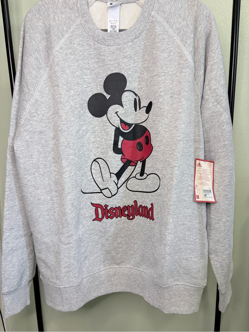 NWT Disney Parks Disneyland Classic Mickey Mouse Heather Gray Sweatshirt Size L